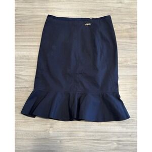 Tory Burch Navy Blue Mermaid Ruffle Skirt w/Signature Logo. Size 4‎